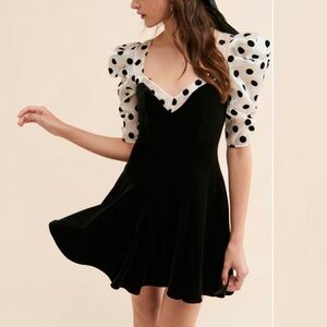 For Love And Lemons Black and White Sweetheart Mini Dress